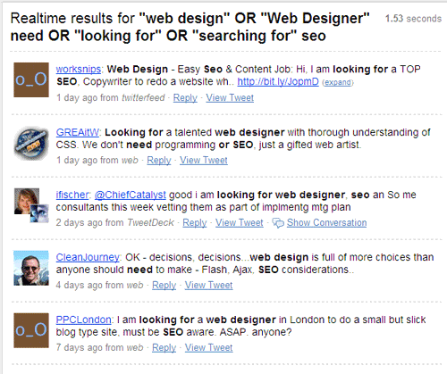 Searching Leads in Twitter