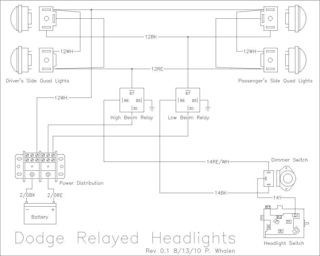 Relayed Headlights schematic - Dodge Ram, Ramcharger, Cummins, Jeep