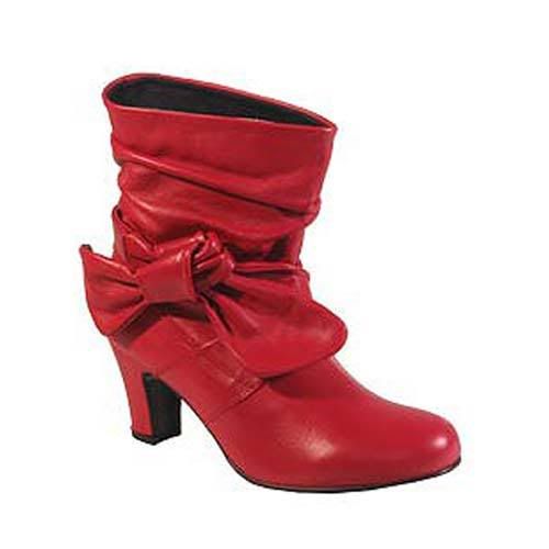 red keather boots