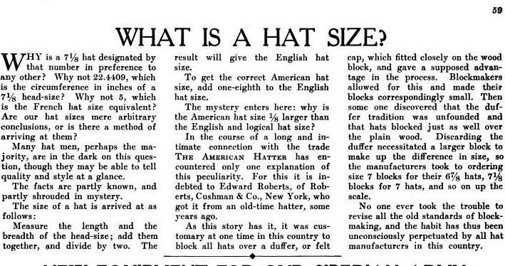 american hat sizes