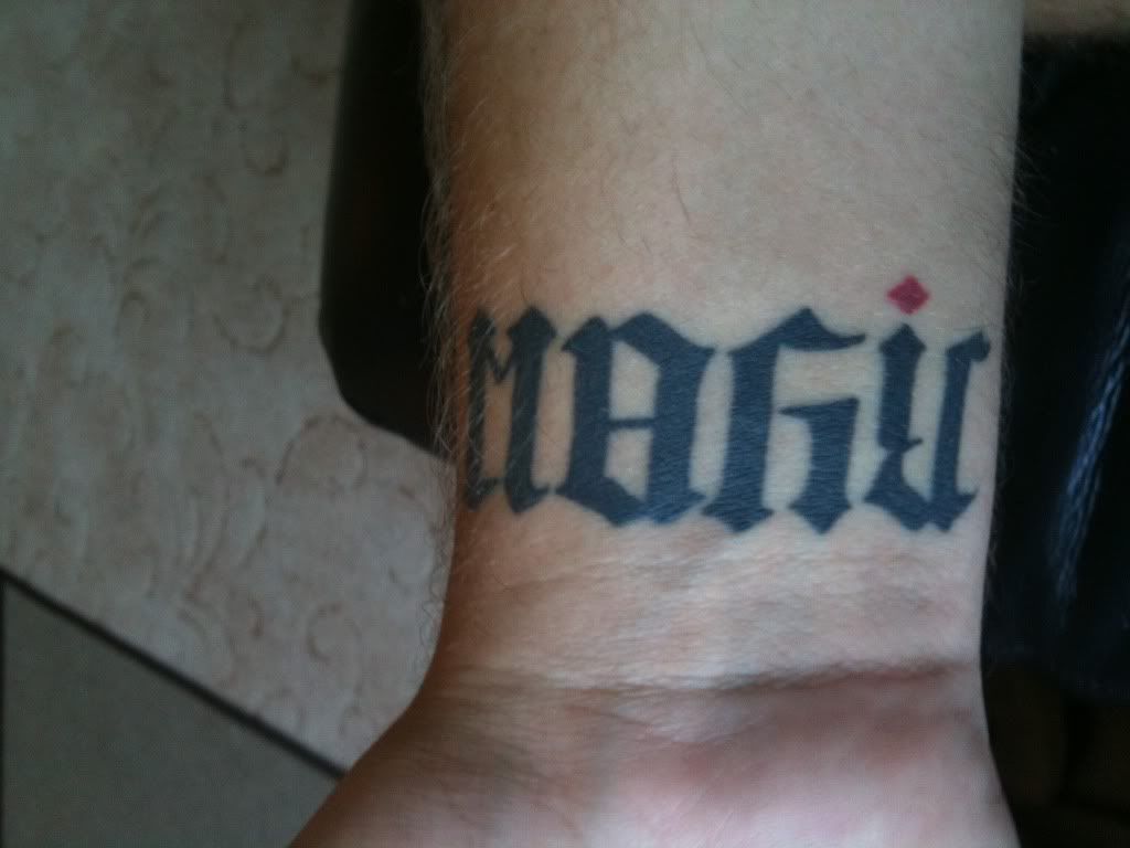 heres my ambigram tattoo magic Ryan its on my wrist hope this works