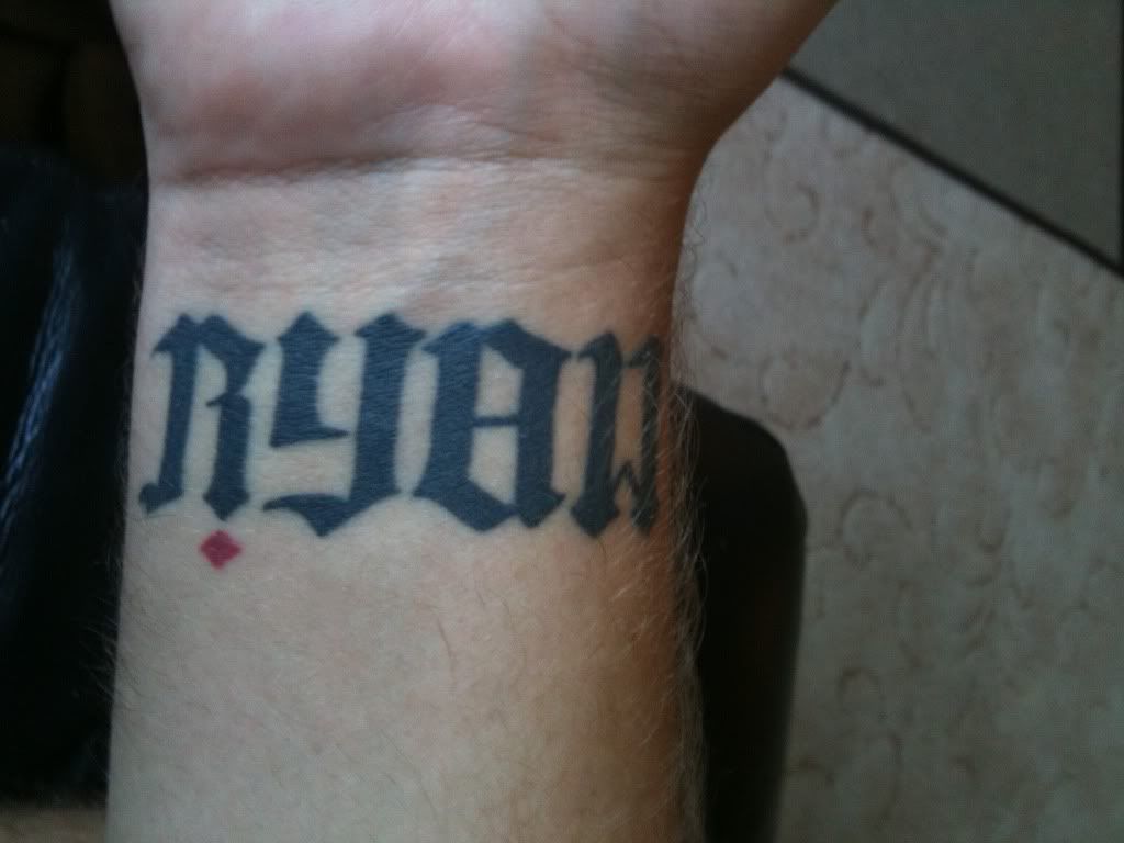 heres my ambigram tattoo magic Ryan its on my wrist hope this works