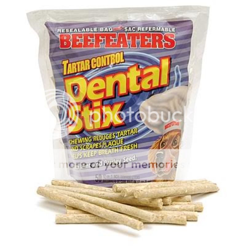 100 of 5 Beefeaters Molded Tartar Control Rawhide Dental Sticks Dog 