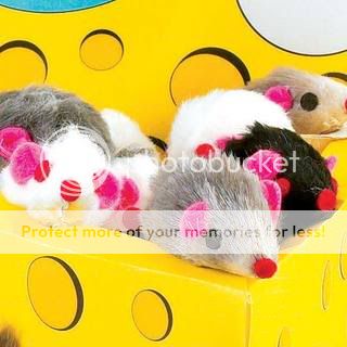 10 Zanies Furry Cat Mice Rattle Toys 3 Size Rabbit Fur  