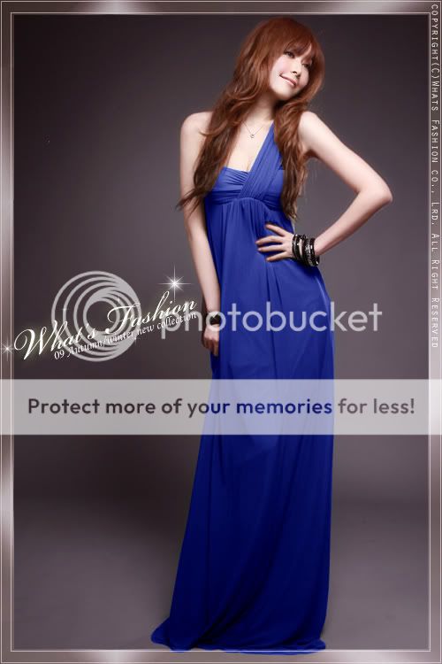 Blue Sexy Vintage Fashion Noblest One Shoulder Long Maxi Party Evening 