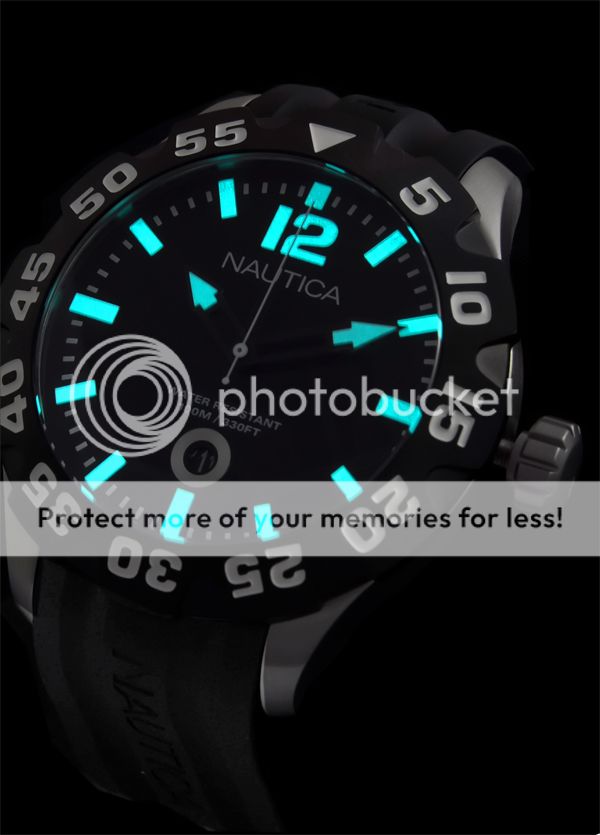 New Mens Nautica Oversized Black Rubber 100M Watch