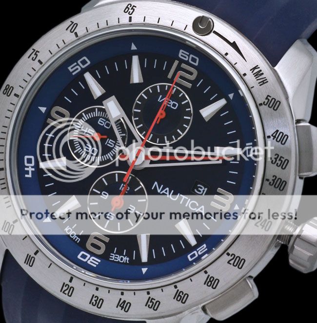 NEW 2011 MENS NAUTICA BLUE RUBBER 100M CHRONOGRAPH SPORTS WATCH  