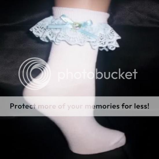 Custom Made Adult Sissy Womens Mens TV CD Cute Sexy Blue Satin Bow Anklets Socks